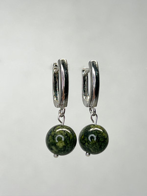 

Серьги, Змеевик Серебрение 1806