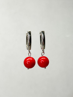 

Серьги, Коралл Серебрение 1810