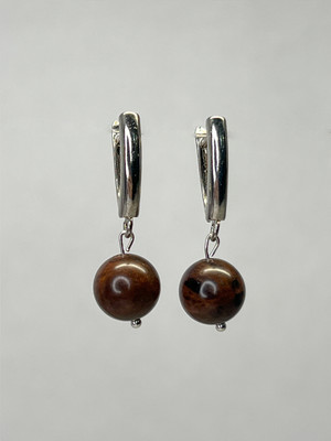 

Серьги, Обсидиан Серебрение 1838