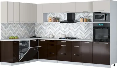 

Кухонный гарнитур, Мила Gloss 1.896х3.38-2