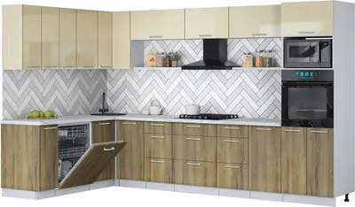 

Кухонный гарнитур, Мила Gloss 1.896х3.38-2