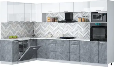 

Кухонный гарнитур, Мила Gloss 1.896х3.38-2