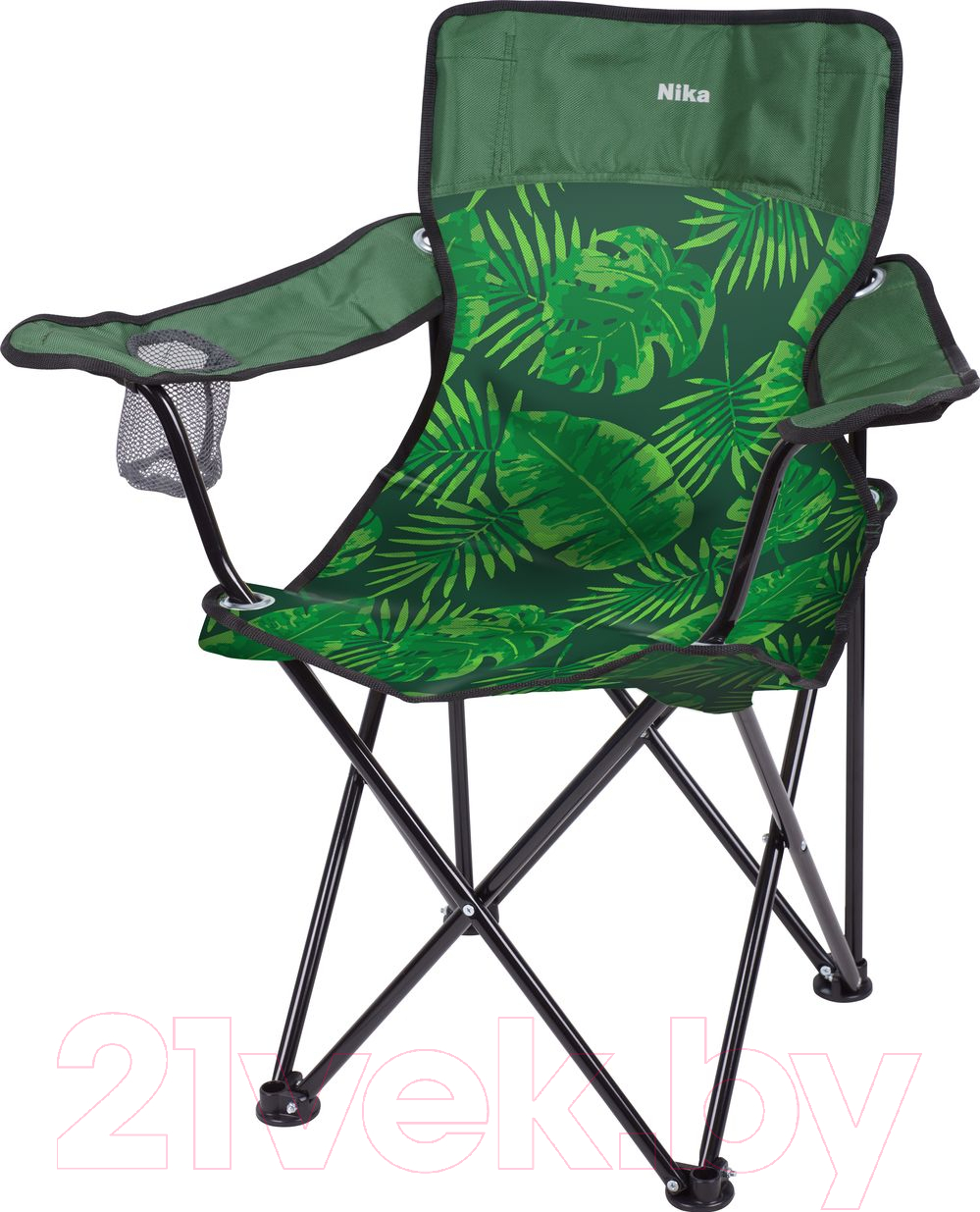 Кресло складное Ника Премиум 5 / ПСП5 (тропические листья на темном)