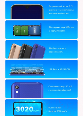 Смартфон Honor 8S 2GB/32GB / KSA-LX9 (синий)
