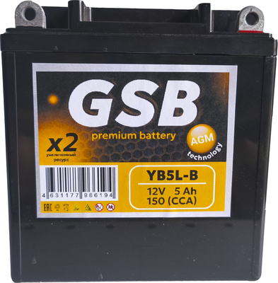 

Мотоаккумулятор, (0) 110A / YB5L-B