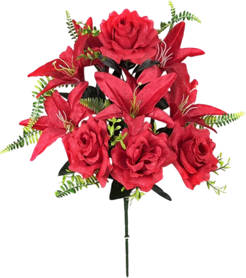 Искусственный букет KlrBy Розы и лилии с добавками / СН22к - 