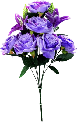 Искусственный букет KlrBy Роза и лилия с добавками / СН36лаванда - 