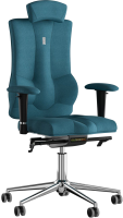 Кресло офисное Kulik System Elegance азур/хром (джинс с подголовником) - 