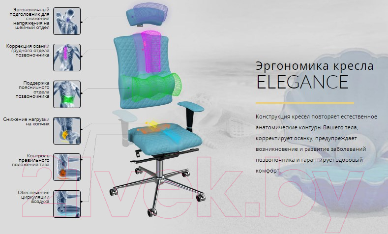 Кресло офисное Kulik System Elegance азур/хром