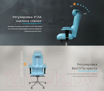 Кресло офисное Kulik System Elegance экокожа (синий с подголовником)
