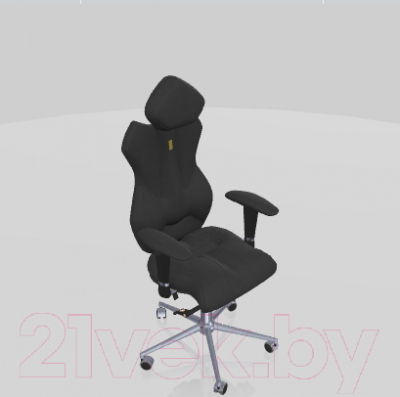 Кресло офисное Kulik System Royal азур (черный с подголовником)