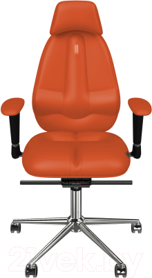 Кресло офисное Kulik System Classic азур (оранжевый с подголовником)