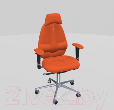 Кресло офисное Kulik System Classic азур (оранжевый с подголовником)