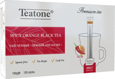 Чай пакетированный Teatone Черный Пряный апельсин (100пак) - 