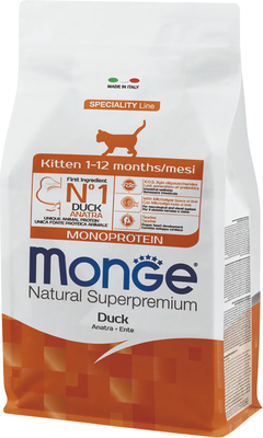 Сухой корм для кошек Monge Speciality Line Monoprotein для котят и беременных с уткой