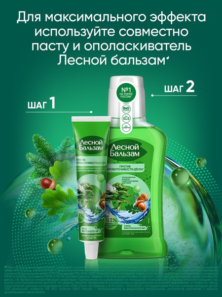 Ополаскиватель для полости рта Лесной бальзам С экстрактами коры дуба и пихты на отваре трав (250мл)