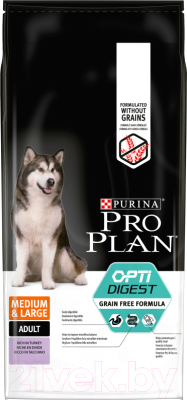 Сухой корм для собак Pro Plan Grain Free Adult Medium & Large Sensitive с индейкой (12кг)