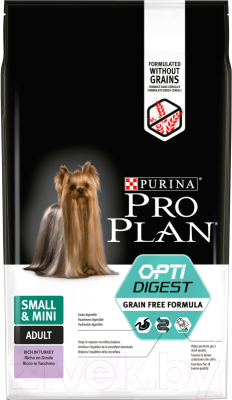 Сухой корм для собак Pro Plan Grain Free Adult Small & Mini Sensitive Digestion с индейкой (7кг)