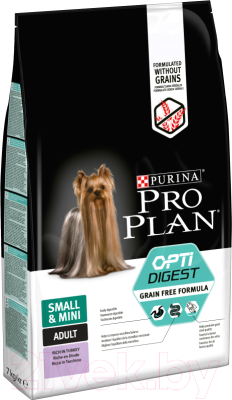Сухой корм для собак Pro Plan Grain Free Adult Small & Mini Sensitive Digestion с индейкой (7кг)