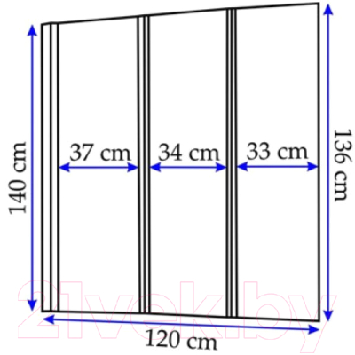 Стеклянная шторка для ванны REA Agat-3 120 / REA-W0301 (прозрачное стекло)