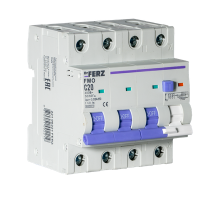

Дифференциальный автомат, FMO-EL-3P+N 20A 30mA 6kA AC C 4M / 22100221FERZ