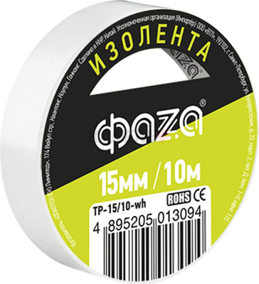 Изолента Фаза ПВХ 15мм / 5013094 (10м, белый) - 