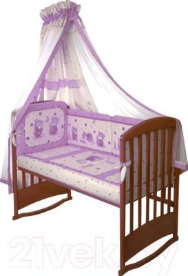 Комплект постельный для малышей Perina Ника Н3-01.4 (мишка на подушке лиловый) - бампер и балдахин не входят в комплект