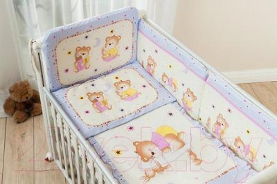 Комплект постельный для малышей Perina Ника Н3-01.4 (мишка на подушке лиловый) - бампер не входит в комплект