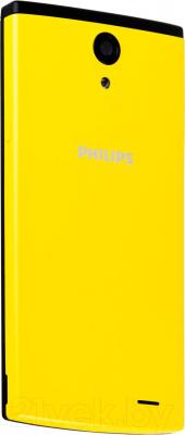 Смартфон Philips S398 (черный + желтая сменная панель) - вид сзади с желтой панелью