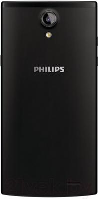 Смартфон Philips S398 (черный + желтая сменная панель) - вид сзади с черной панелью