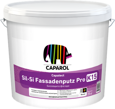 Штукатурка готовая декоративная Caparol Capatect Sil-Si Fassadenputz Pro K15 База1 (25кг) - 