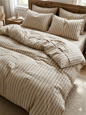 Комплект постельного белья Царство сновидений Евро Вареный хлопок Полоса лен / 150-0650 - 