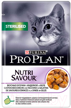 Влажный корм для кошек Pro Plan Nutri Savour Sterilised с индейкой (85г)