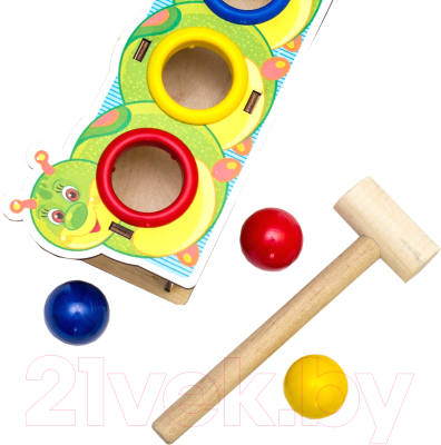 Развивающая игрушка WoodLand Toys Стучалка цветная. Гусеница / 115201