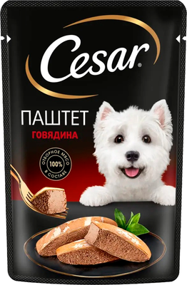 Влажный корм для собак Cesar паштет с говядиной (80г) - 
