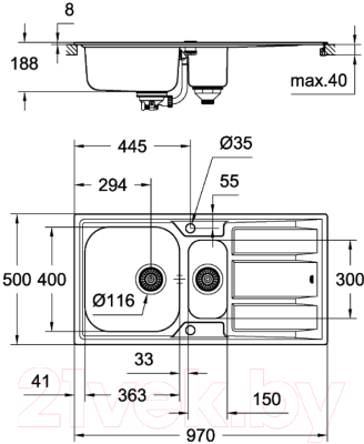 Мойка кухонная GROHE K400 31567SD0