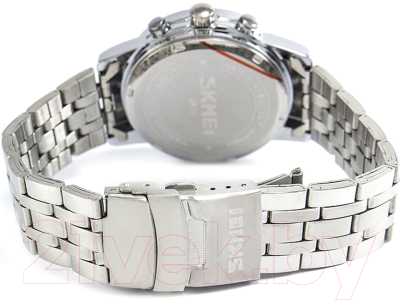 Часы наручные мужские Skmei 9070-3 (белый/ремешок из нержавеющей стали)