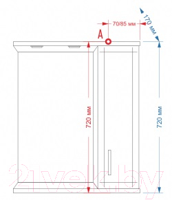 Шкаф с зеркалом для ванной Misty Астра 60 L / Э-Аст04060-01СвЛ