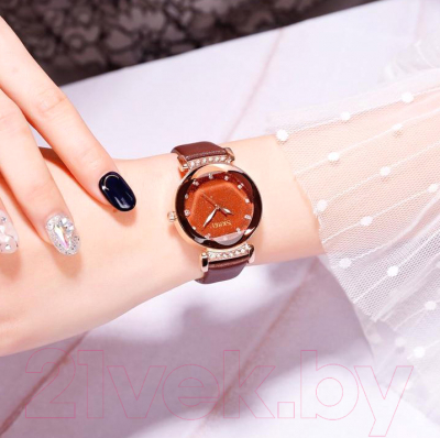 Часы наручные женские Skmei 9188-1 (розовое золото/кожа)