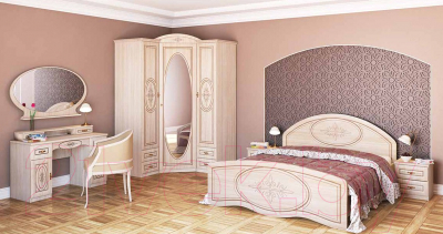 Двуспальная кровать Мебель-Неман Василиса К2-160М (дуб беленый/патина)