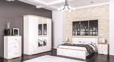 Двуспальная кровать Мебель-Неман Либерти МН-313-01 (белый/белый полуглянец)