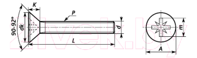 Винт ЕКТ С потайной головкой Pozi 10x25 DIN965 / B008121 (10шт, нержавеющая сталь)