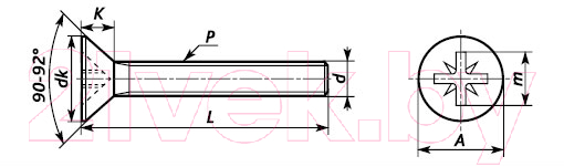 Винт ЕКТ Pozi 5x80 DIN965 прочность 5.8 / C205401