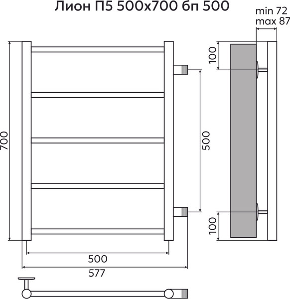 Купить Полотенцесушитель водяной El-term Лион П5 500x700  