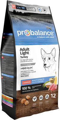 Сухой корм для собак ProBalance Light Turkey с индейкой