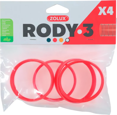 Набор колес для клетки Zolux Rody 3 / 206031 (4шт, красный) - 