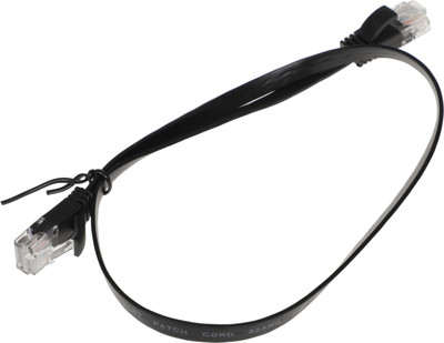 Кабель Buro BU-C6-FLAT-0.5M-B (0.5м, черный) - 