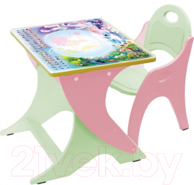 Комплект мебели с детским столом Tech Kids Буквы-цифры 14-390 (розовый и персиковый) - общий вид