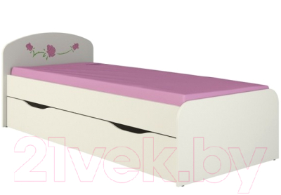 Двухъярусная выдвижная кровать детская Мебель-Неман Тедди Розалия КР-3Д (зеленый/кремовый/розовый)