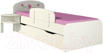 Двухъярусная выдвижная кровать детская Мебель-Неман Тедди Розалия КР-3Д (зеленый/кремовый/розовый)